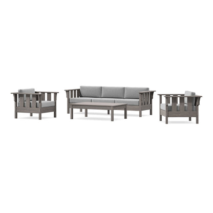 POLYWOOD Acadia 4-Piece Deep Seating Set with Sofa in Driftwood / Grey Mist