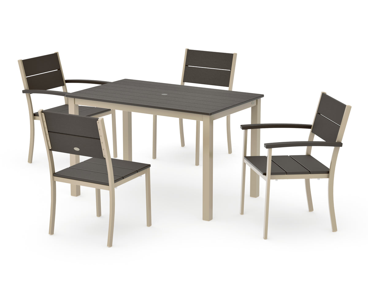 POLYWOOD Main Street 5-Piece Dining Set with Main Street 30 x 48 Dining Table in Sand / Vintage Coffee