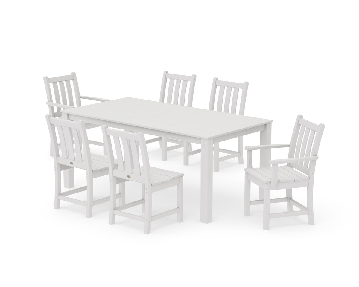 POLYWOOD Traditional Garden 7-Piece Parsons Dining Set in Vintage White