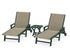 POLYWOOD 3-Piece Coastal Woven Chaise with Arms and Wheels Lounge Set in Green / Dune Grass