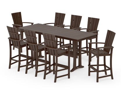 POLYWOOD Quattro Adirondack 9-Piece Farmhouse Bar Set with Trestle Legs in Kona