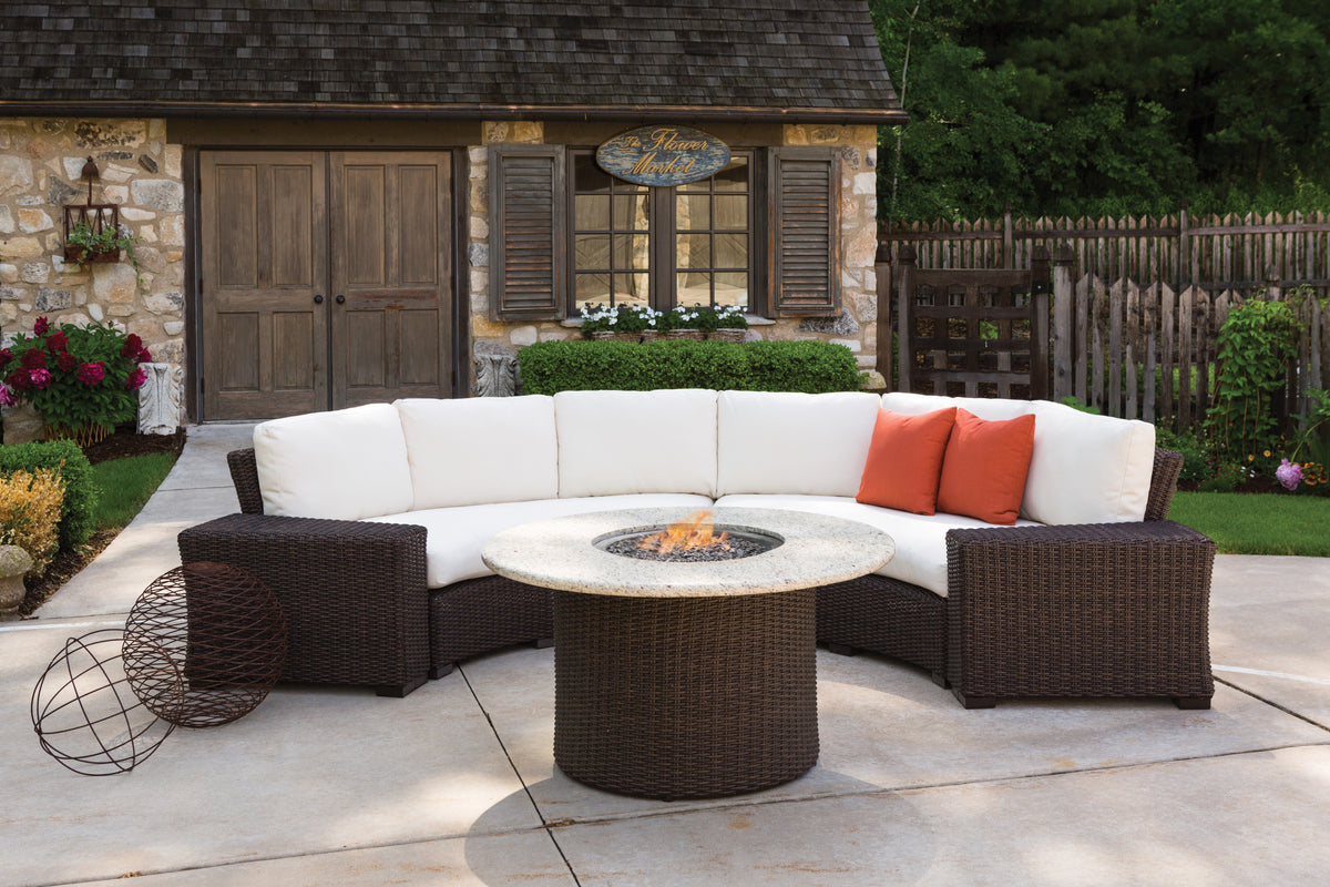 Lloyd Flanders Mesa 48" Round Fire Table with Stone Top, lifestyle photo 2