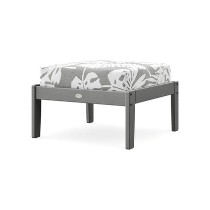POLYWOOD Braxton Deep Seating Ottoman in Slate Grey / Leaf Grey Mist