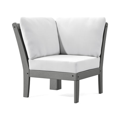 POLYWOOD Braxton Modular Corner Chair in Slate Grey / Natural