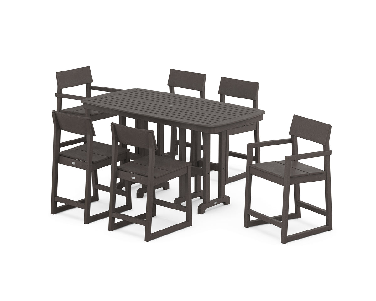POLYWOOD EDGE 7-Piece Counter Set in Vintage Coffee