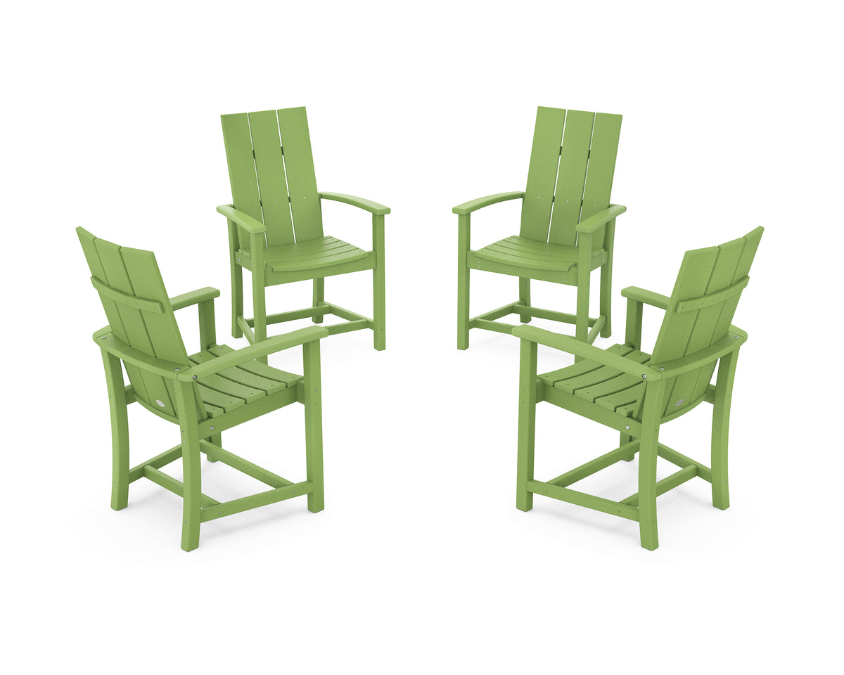 POLYWOOD Modern 4-Piece Upright Adirondack Conversation Set in Lime