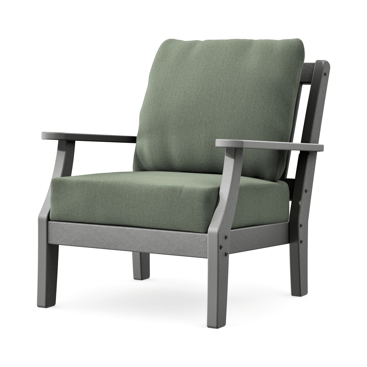 POLYWOOD Chinoiserie Deep Seating Chair in Slate Grey / Cast Sage