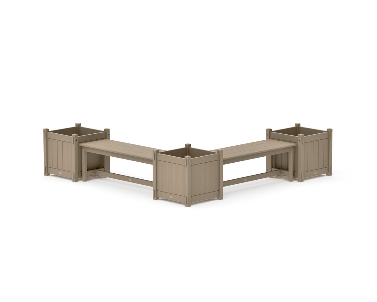 POLYWOOD 48" Vineyard L-Shaped Planter Bench Corner Set - Large in Vintage Sahara
