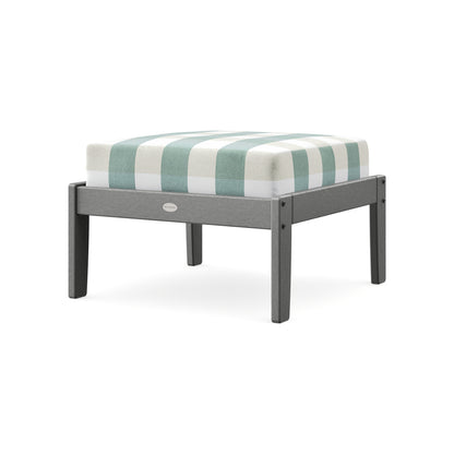 POLYWOOD Braxton Deep Seating Ottoman in Slate Grey / Buffalo Plaid Glacier Spa