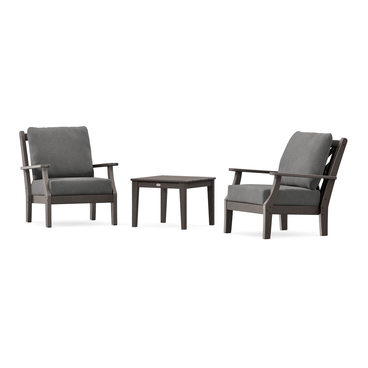 POLYWOOD Country Living Wovendale 3-Piece Deep Seating Set in Vintage Coffee