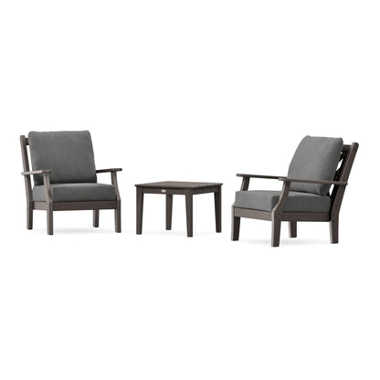 POLYWOOD Country Living Wovendale 3-Piece Deep Seating Set in Vintage Coffee