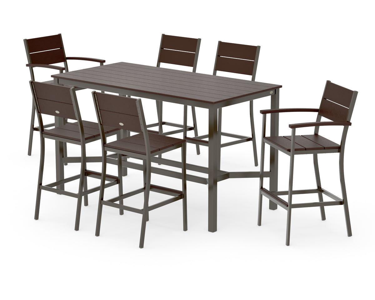 POLYWOOD Main Street 7-Piece Bar Set in Bronze / Mahogany