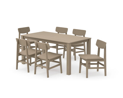 POLYWOOD Modern Studio Urban Chair 7-Piece Parsons Table Dining Set in Vintage Sahara