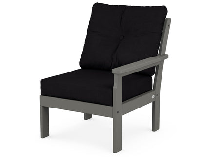 POLYWOOD Vineyard Modular Right Arm Chair in Slate Grey / Midnight Linen