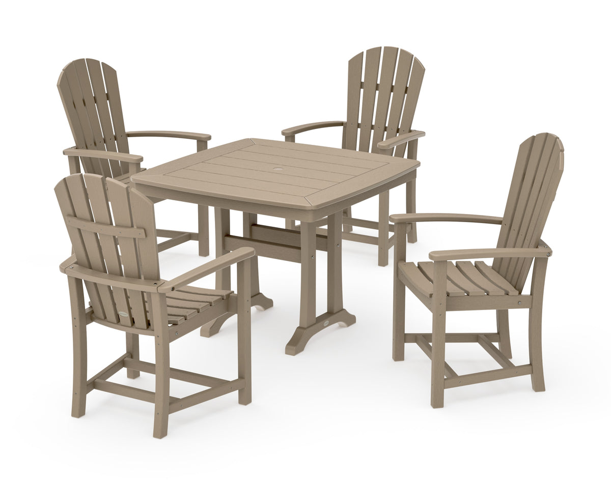 POLYWOOD Palm Coast 5-Piece Dining Set with Trestle Legs - 37" Table in Vintage Sahara