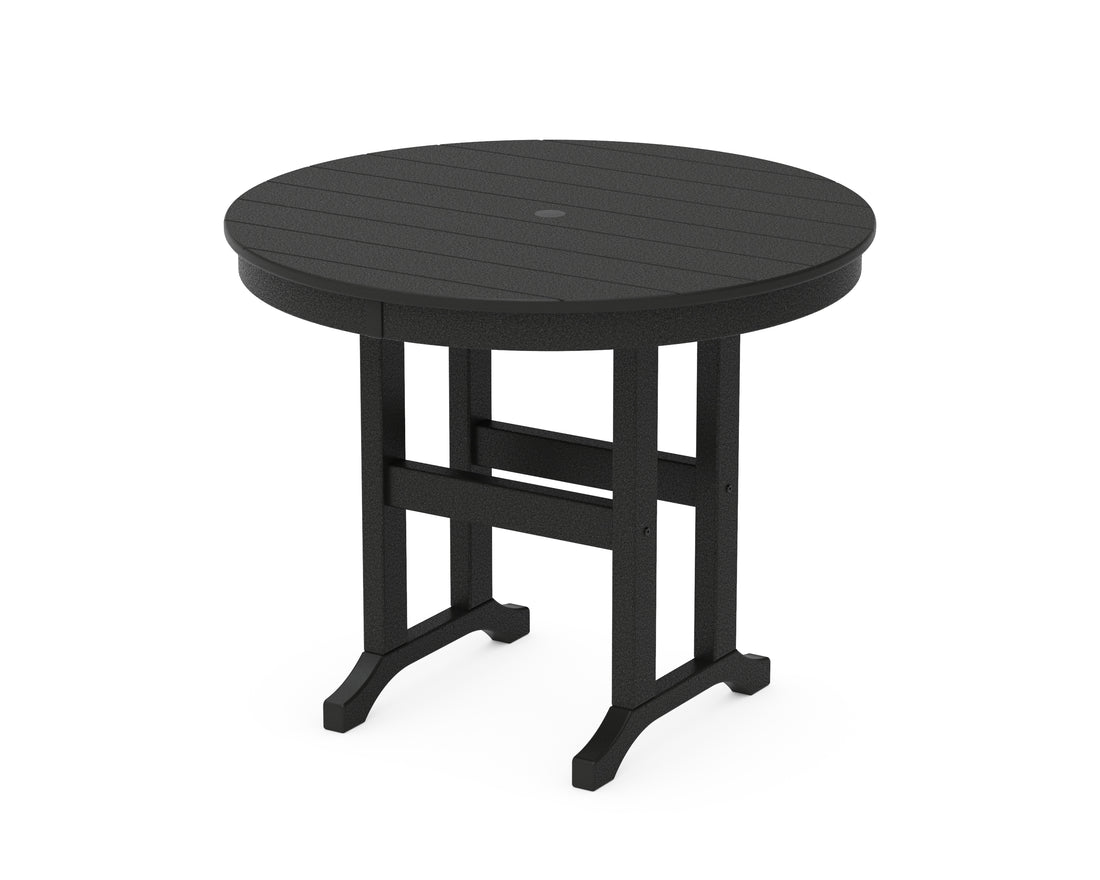 POLYWOOD 36" Round Farmhouse Dining Table in Black