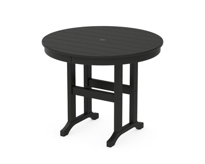 POLYWOOD 36" Round Farmhouse Dining Table in Black