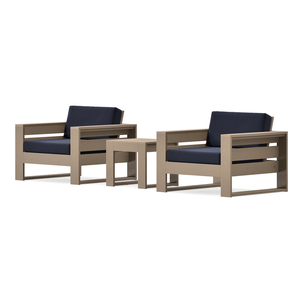POLYWOOD PW Designer Series Latitude 3-Piece Lounge Chair Set in Vintage Sahara / Navy