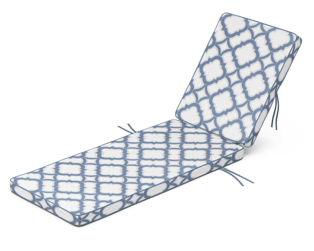POLYWOOD Acadia Chaise Cushion in Trellis Sky Blue