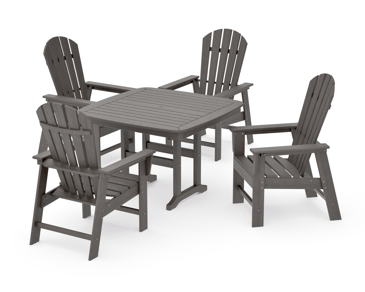 POLYWOOD South Beach 5-Piece Dining Set with Trestle Legs - 44" Table in Driftwood