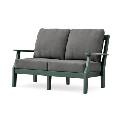 POLYWOOD Chinoiserie Deep Seating Loveseat in Green / Ash Charcoal