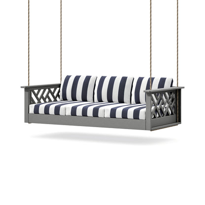 POLYWOOD Chippendale Daybed Swing in Slate Grey / Cabana Stripe Navy