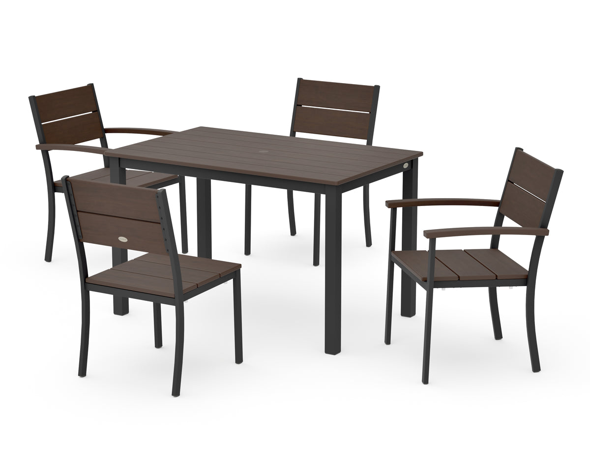 POLYWOOD Main Street 5-Piece Dining Set with Main Street 30 x 48 Dining Table in Black / Kona