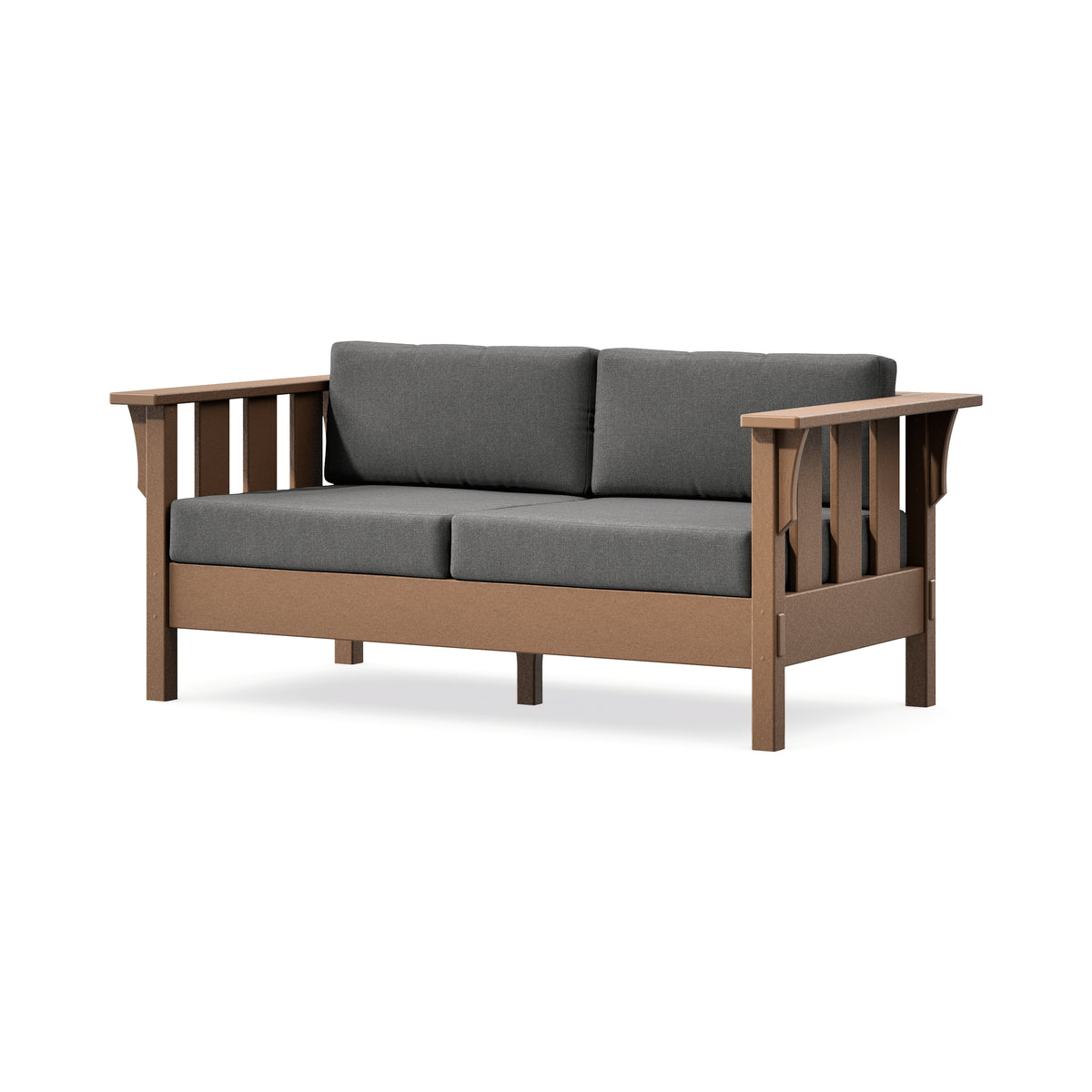 POLYWOOD Acadia Deep Seating Loveseat in Teak / Ash Charcoal