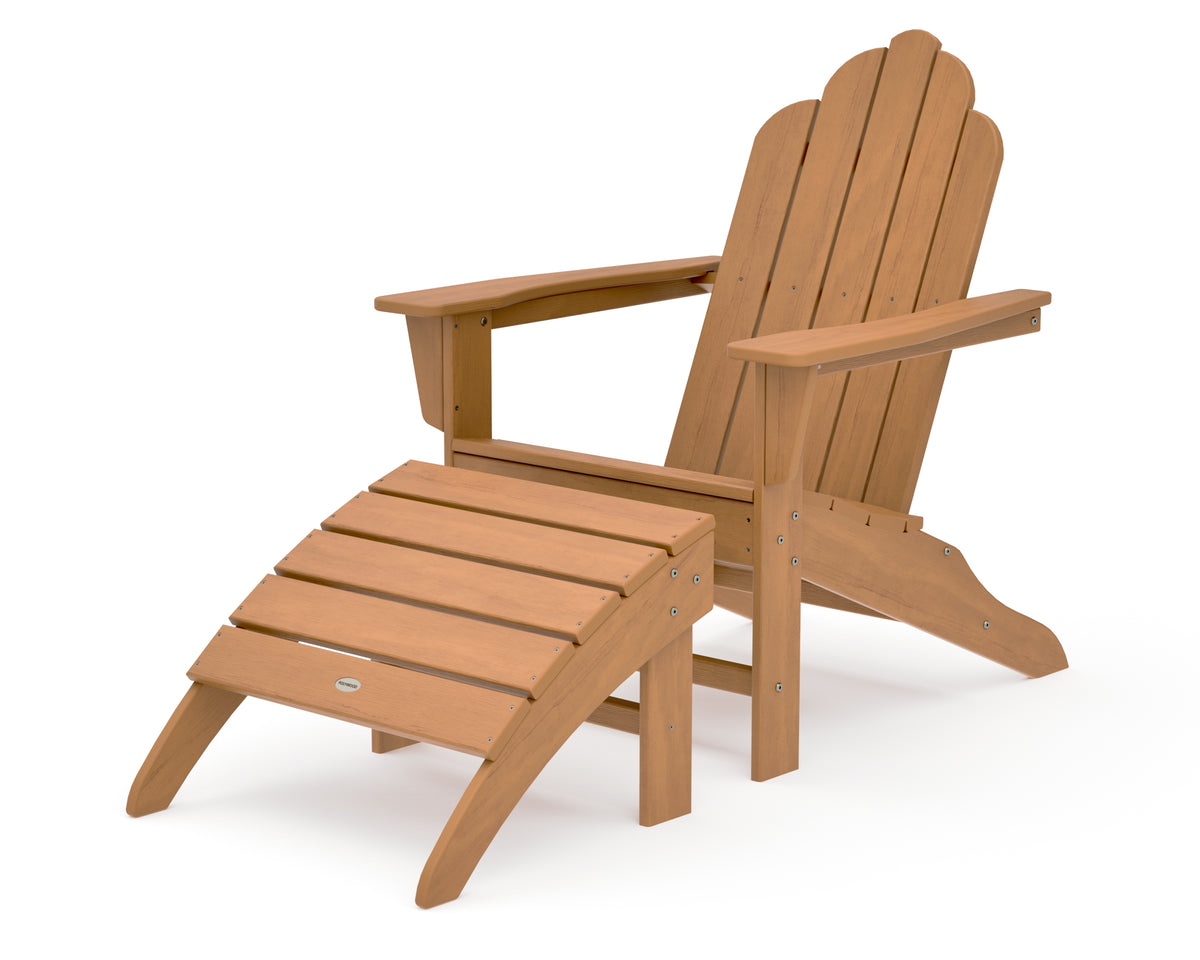 POLYWOOD Long Island Adirondack 2-Piece Set with South Beach Adirondack Ottoman in Natural