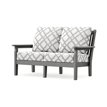 POLYWOOD Chippendale Deep Seating Loveseat in Slate Grey / Trellis Grey Mist