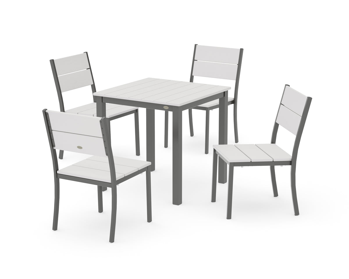 POLYWOOD Main Street 5-Piece Square Dining Set- Small in Charcoal / Vintage White