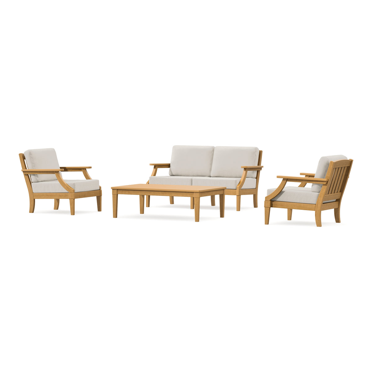 POLYWOOD PW Designer Series Estate Lounge 4-Piece Loveseat Set in Natural / Dune Burlap