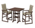 POLYWOOD EDGE Woven Highback 3-Piece Farmhouse Bar Set with Trestle Legs in Mahogany / Dune Grass
