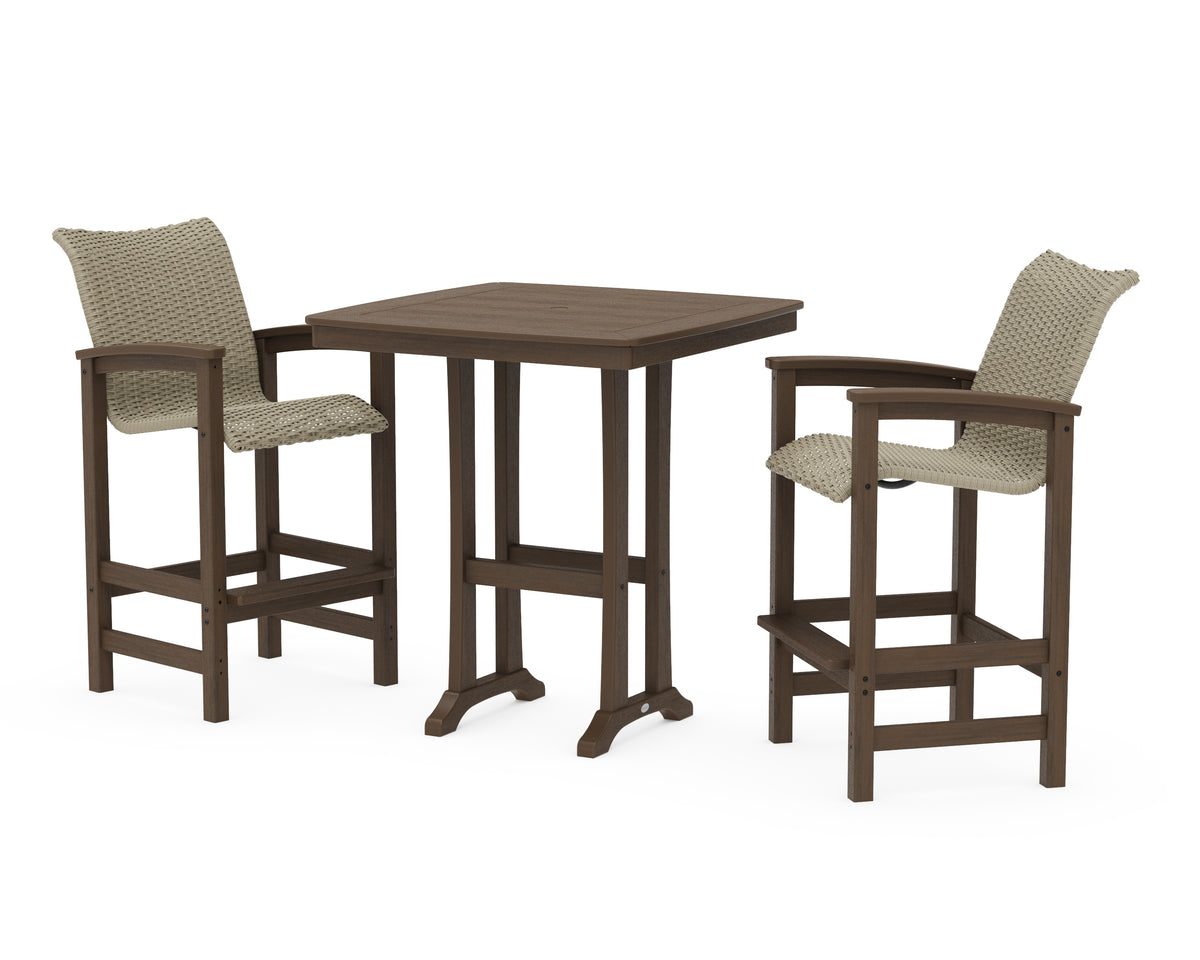 POLYWOOD Coastal Woven 3-Piece Bar Set in Kona / Dune Grass