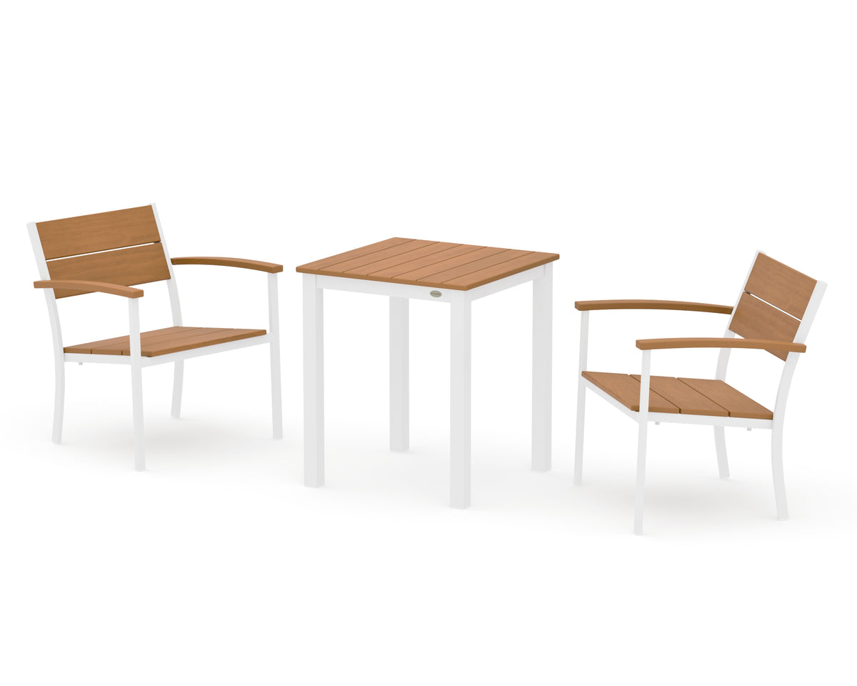 POLYWOOD Main Street 3-Piece Square Dining Set in White / Natural