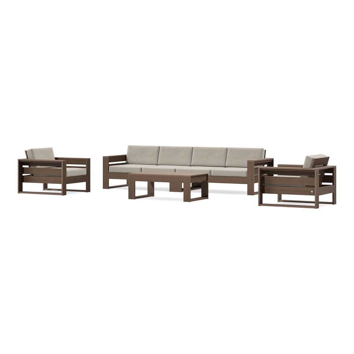 POLYWOOD PW Designer Series Latitude 5-Piece Lounge Sofa Set in Kona / Cast Ash