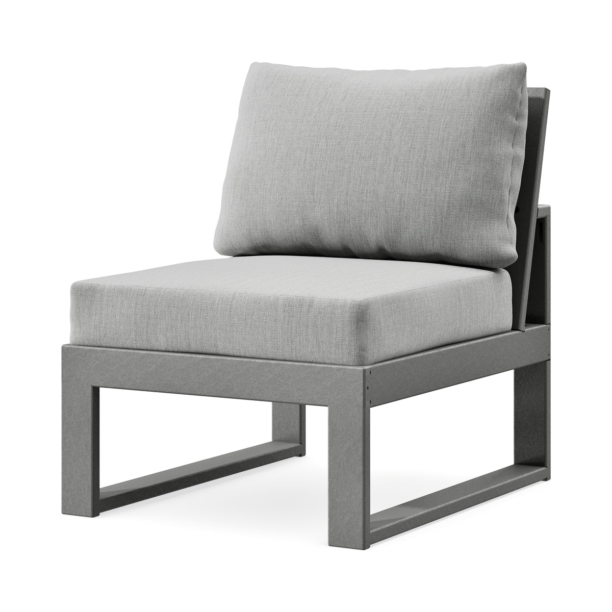 POLYWOOD Modular Armless Chair in Slate Grey / Granite