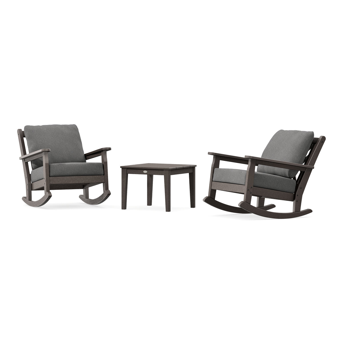 POLYWOOD Chippendale 3-Piece Deep Seating Rocker Set in Vintage Coffee