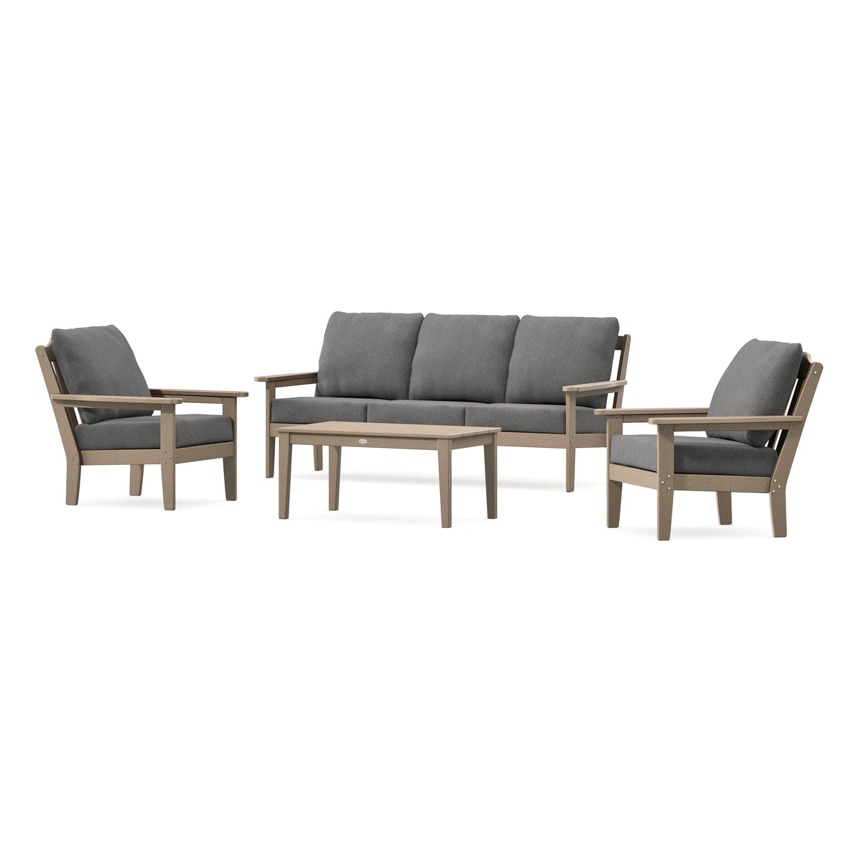 POLYWOOD Country Living Cottage 4-Piece Deep Seating Set with Sofa in Vintage Sahara