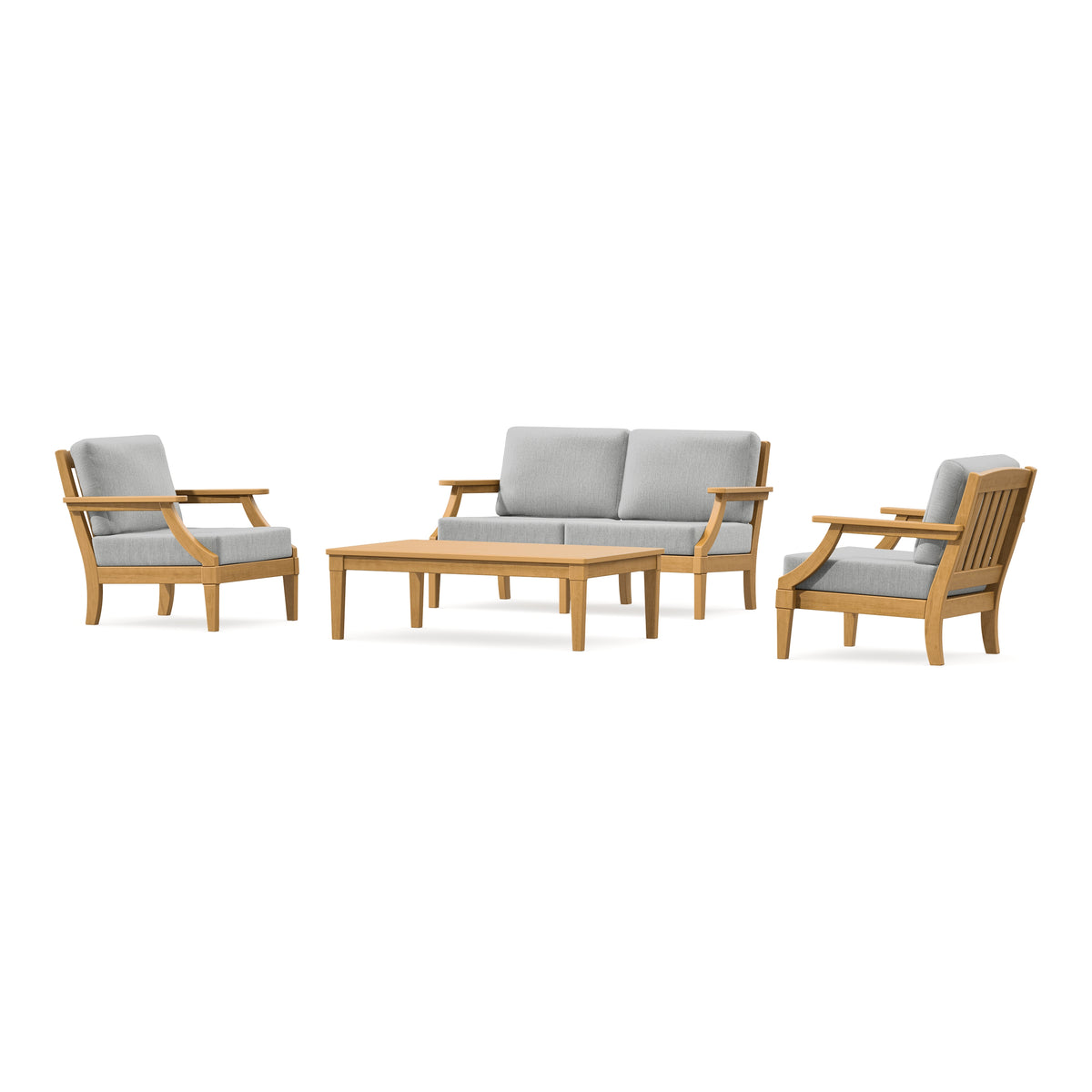 POLYWOOD PW Designer Series Estate Lounge 4-Piece Loveseat Set in Natural / Granite