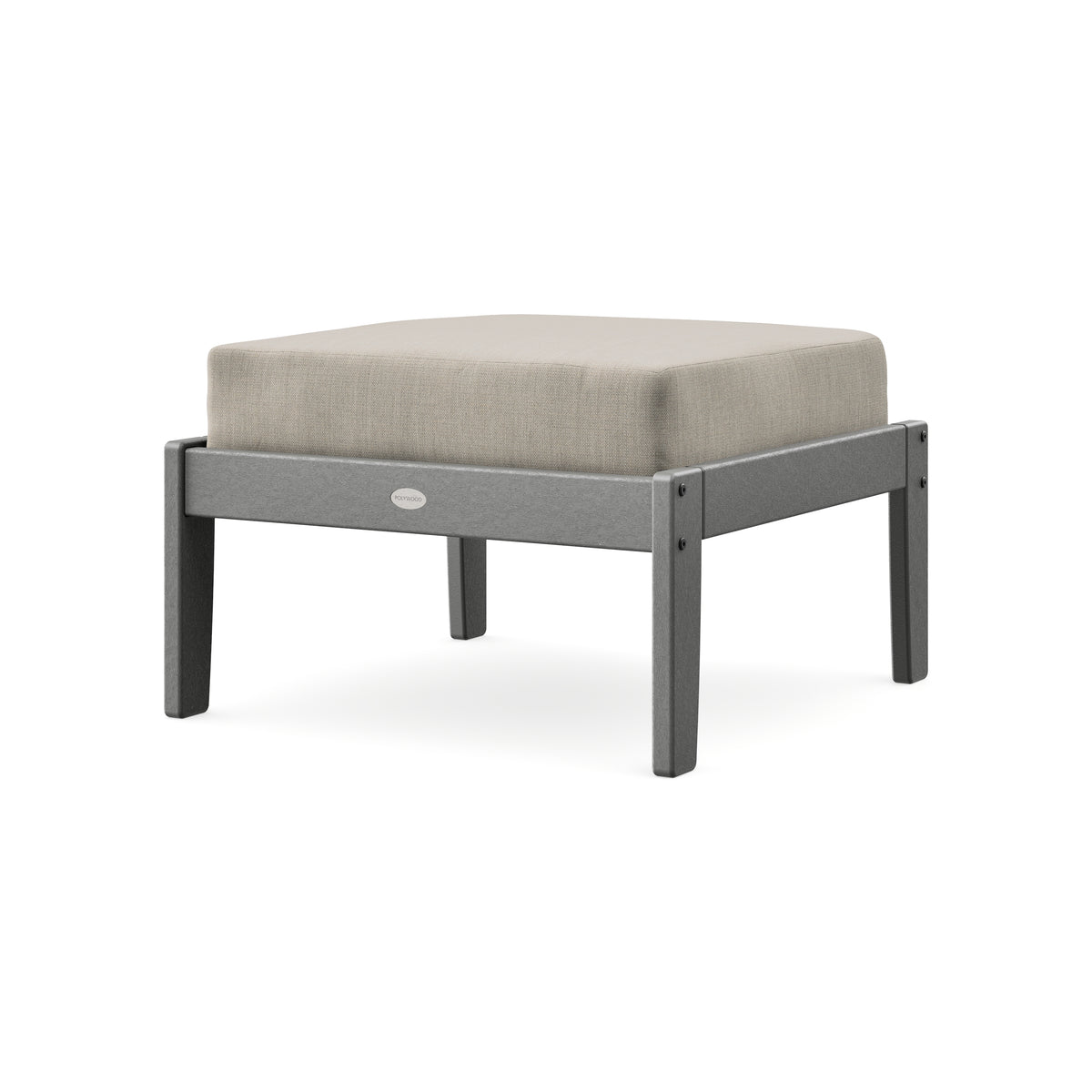 POLYWOOD Braxton Deep Seating Ottoman in Slate Grey / Cast Ash