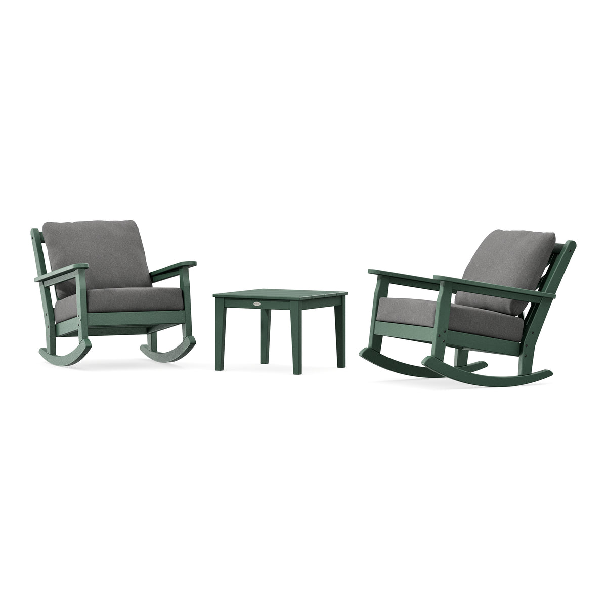 POLYWOOD Chippendale 3-Piece Deep Seating Rocker Set in Green