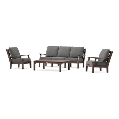 POLYWOOD Chinoiserie 4-Piece Deep Seating Set with Sofa in Mahogany