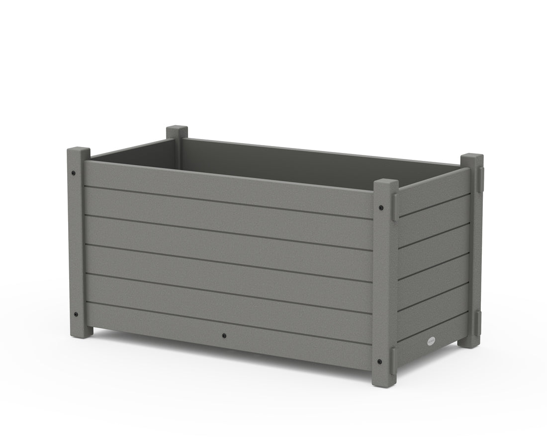 POLYWOOD Nautical Large Rectangle Double Planter Box in Slate Grey