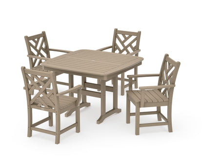 POLYWOOD Chippendale 5-Piece Dining Set with Trestle Legs - 44" Table in Vintage Sahara