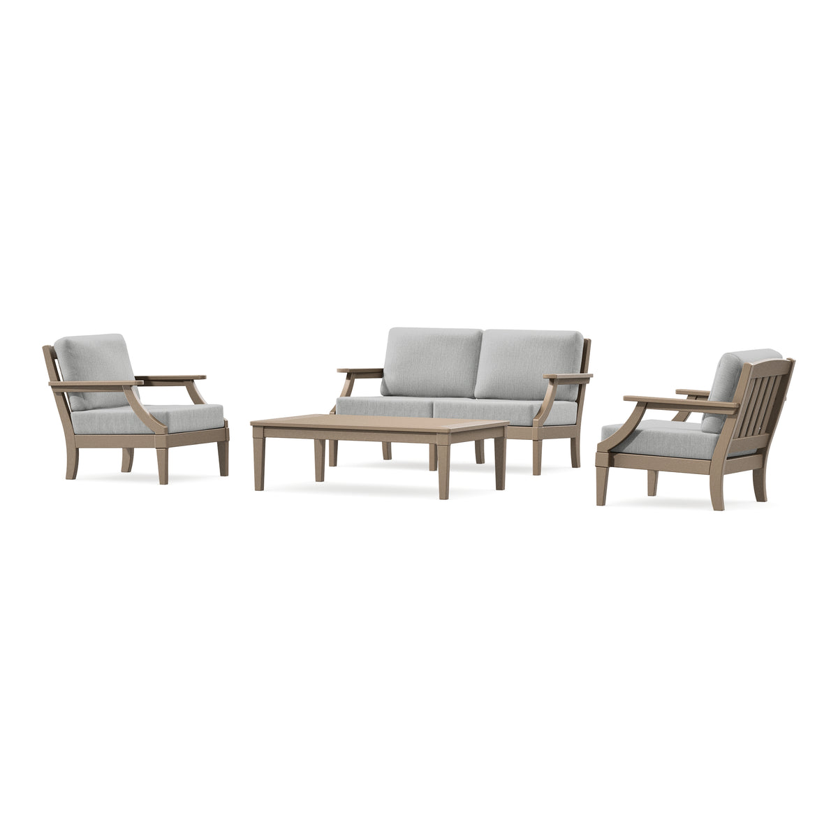 POLYWOOD PW Designer Series Estate Lounge 4-Piece Loveseat Set in Vintage Sahara / Granite