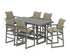 POLYWOOD EDGE Woven Arm Chair 7-Piece Bar Set in Slate Grey / Dune Grass