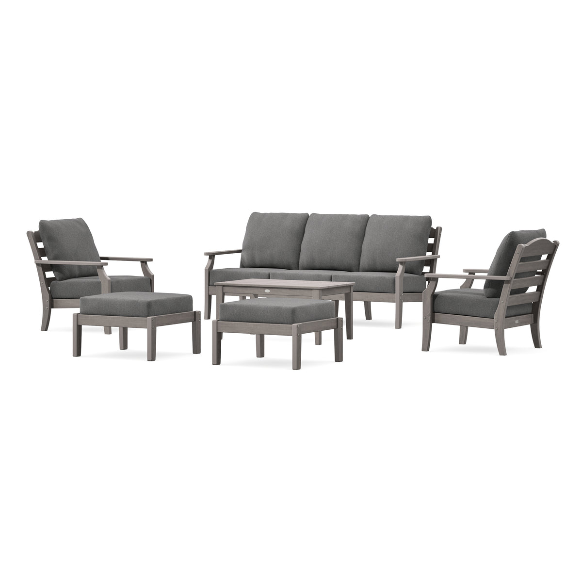 POLYWOOD Savannah 6-Piece Lounge Sofa Set in Driftwood