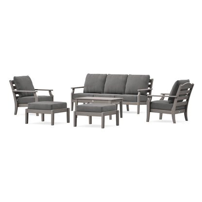 POLYWOOD Savannah 6-Piece Lounge Sofa Set in Driftwood