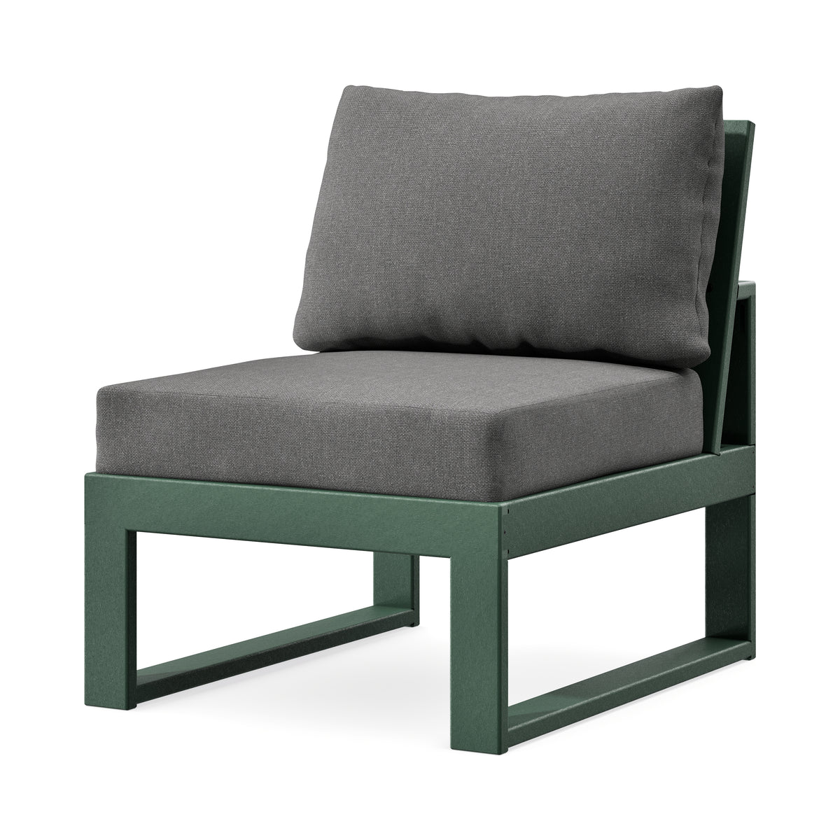 POLYWOOD Modular Armless Chair in Green / Ash Charcoal